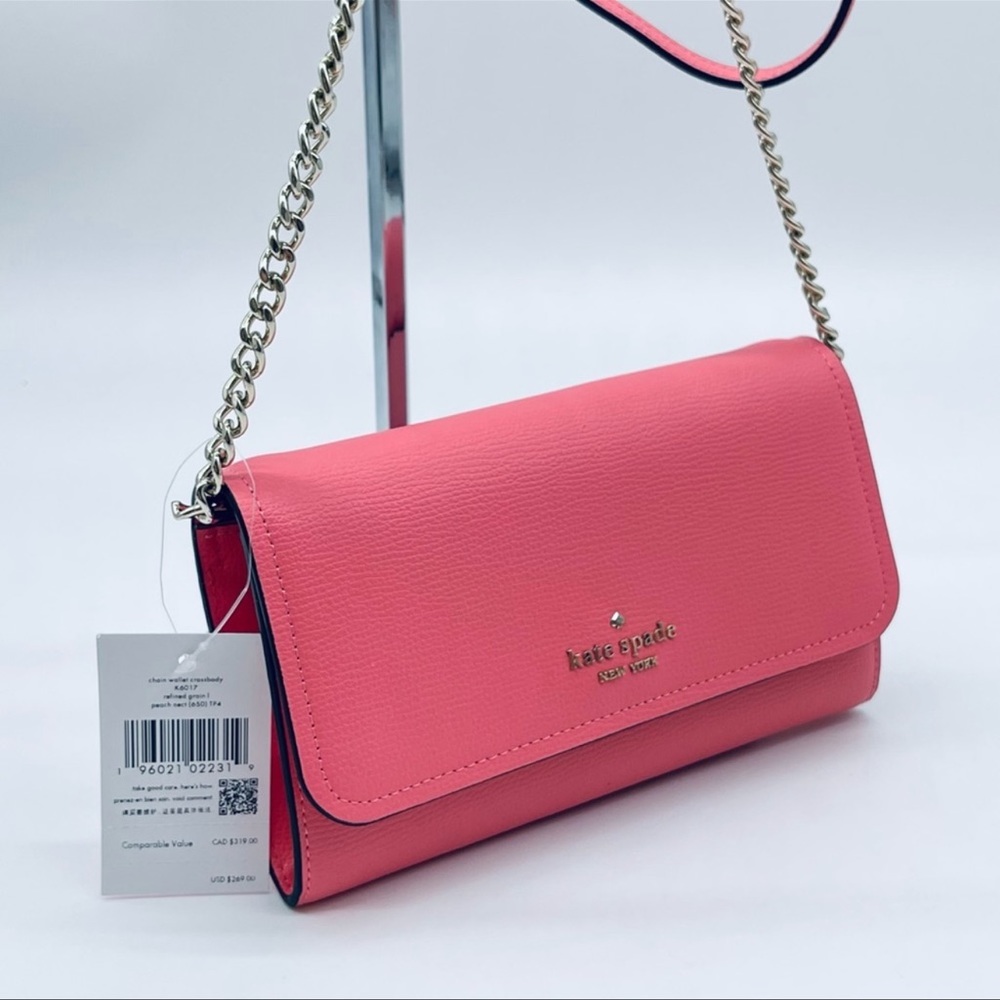 Kate Spade Chain Wallet Crossbody Bag Leather Pink